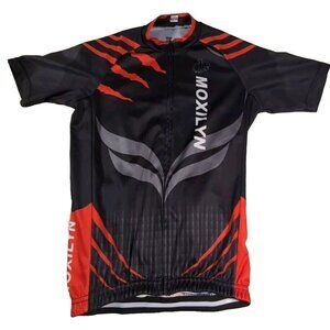 Cycling Jersey Mens Small Black Red Moxilyn Full Zip Short Sleeve Bicycle Racing